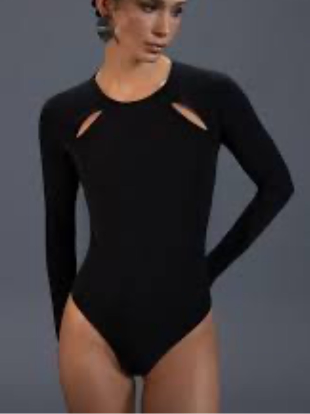 Abercrombie & Fitch Black Cutout Long-Sleeve Bodysuit - Picture 1 of 5